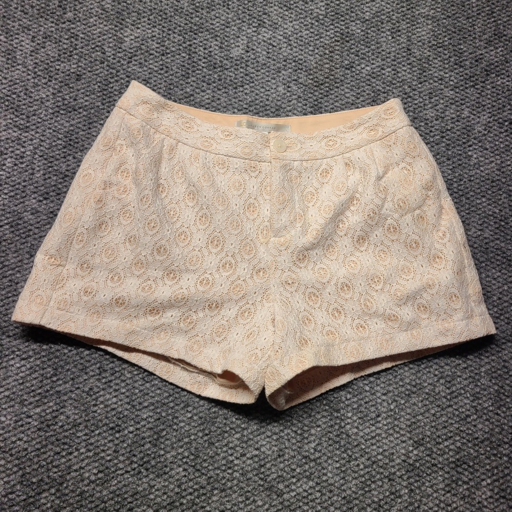 LC Lauren Conrad Peach Floral Lace High Waisted Shorts Size 6